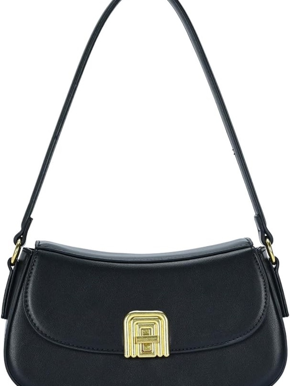 Miztique Black Shoulder Bag with Gold Hardware